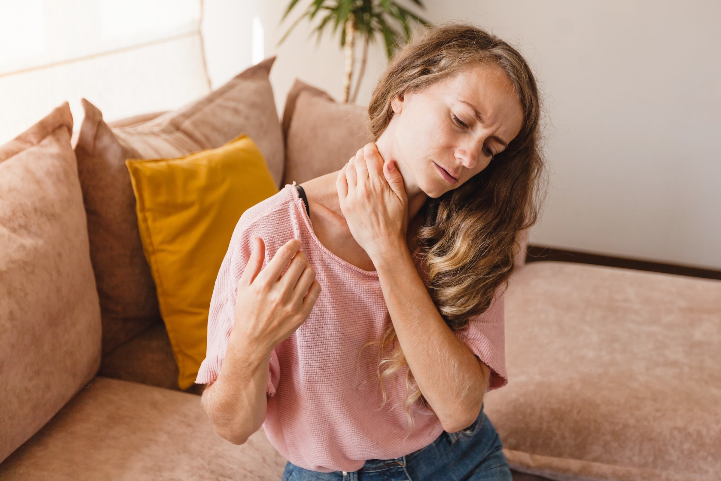 Woman having Neck pain